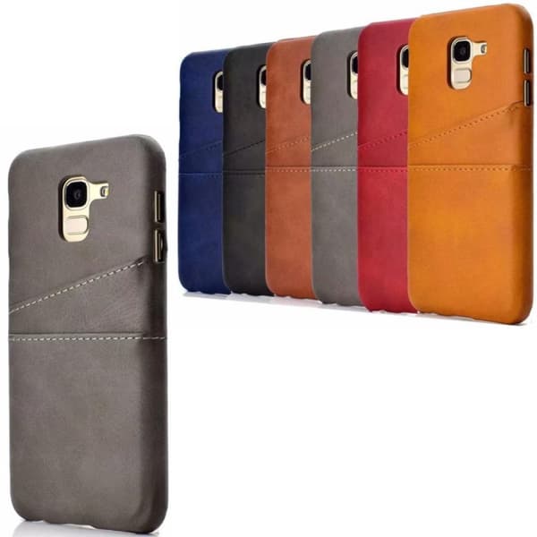Samsung J6 skal fodral skydd skinn kort visa mastercard amex