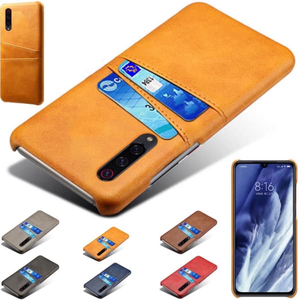 Samsung Galaxy A70 skal fodral skydd skinn kort kredit visa Ljusbrun