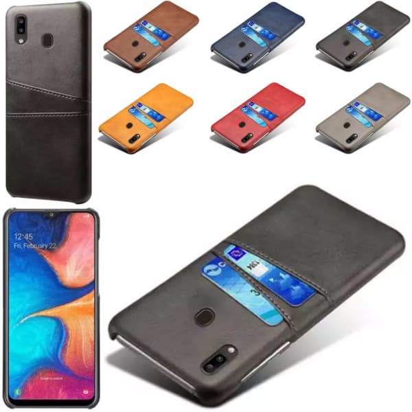 Samsung Galaxy A20e skal fodral skydd skinn kort visa amex