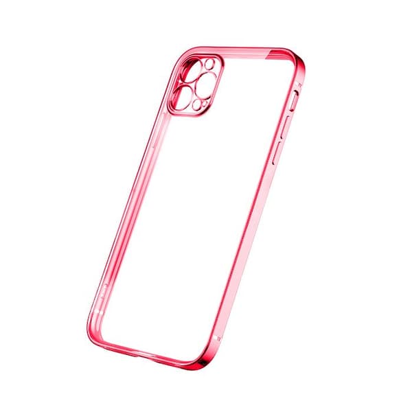 iPhone 12 Pro Max Tunn Transparent Ram Skal Hög kvalité - Röd