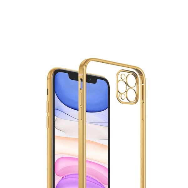 iPhone 12 Pro Max Tunn Transparent Ram Skal Hög kvalité - Guld