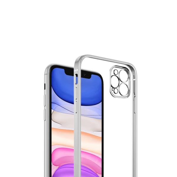 iPhone 12 Pro Max Tunn Transparent Ram Skal Hög kvalité - Silver