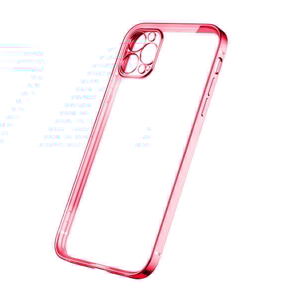 iPhone 12/12 Pro Tunn Transparent Ram Skal Hög kvalité - Röd