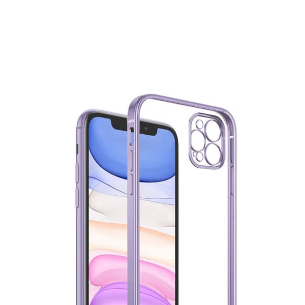 iPhone 12/12 Pro Tunn Transparent Ram Skal Hög kvalité - Lila