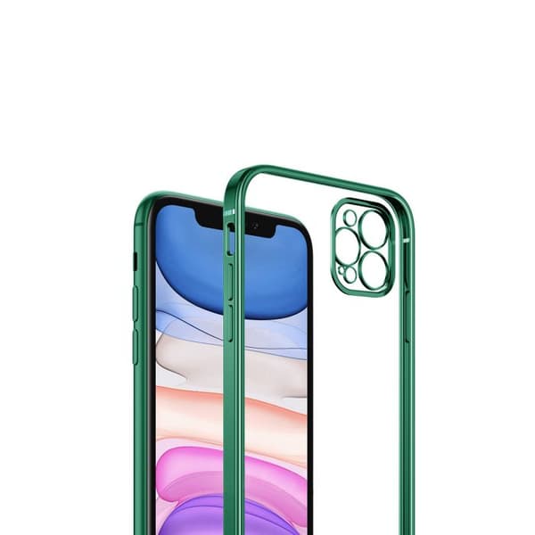 iPhone 12/12 Pro Tunn Transparent Ram Skal Hög kvalité - Mörk Grön