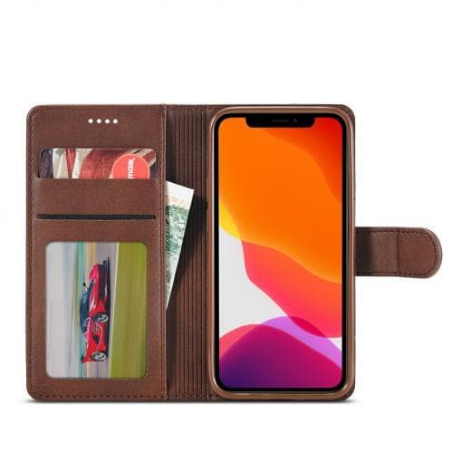 LC.IMEEKE Plånboksfodral för iPhone 12/12 Pro - Mörkbrun
