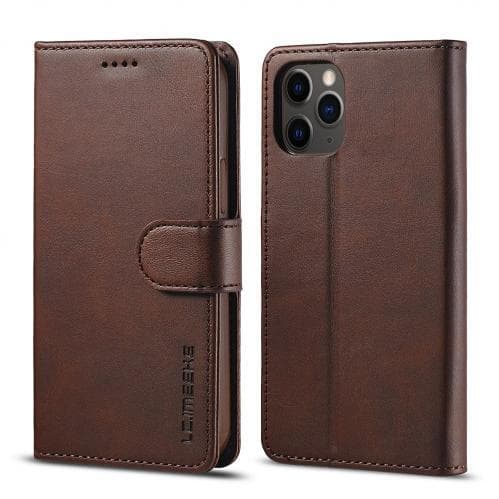 LC.IMEEKE Plånboksfodral för iPhone 12/12 Pro - Mörkbrun
