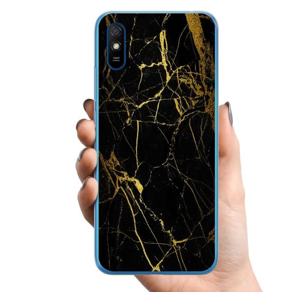 Xiaomi Redmi 9A TPU Mobilskal Marble Black&Gold