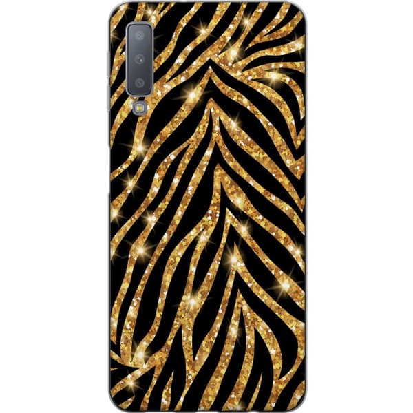 Samsung Galaxy A7 (2018) Cover / Mobilcover - Guld & Glitter