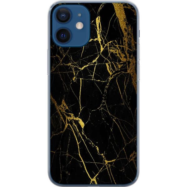 Apple iPhone 12  Cover / Mobilcover - Marmor Sort & Guld