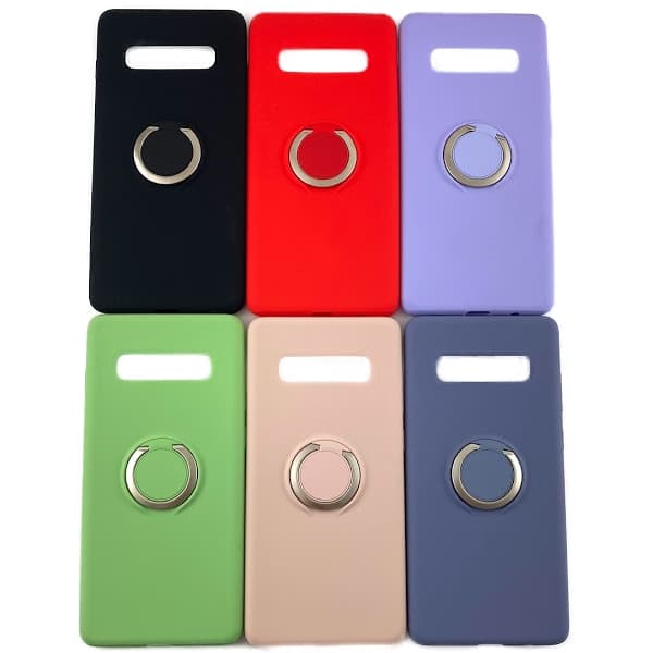 Samsung Galaxy S10 Plus Skal - Mikrofiber Silikon med Ringhållare