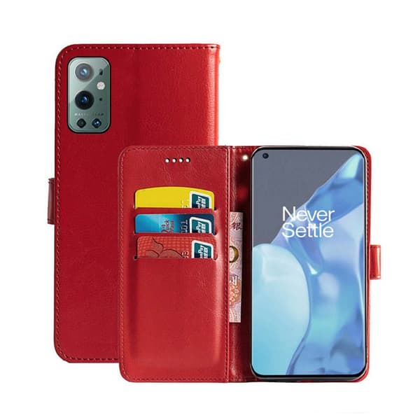 Lompakkokotelo 3-kortti OnePlus 9 Pro : väri - punainen