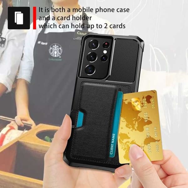 Samsung S21 Ultra stødsikkert cover med kortrum Solid V2