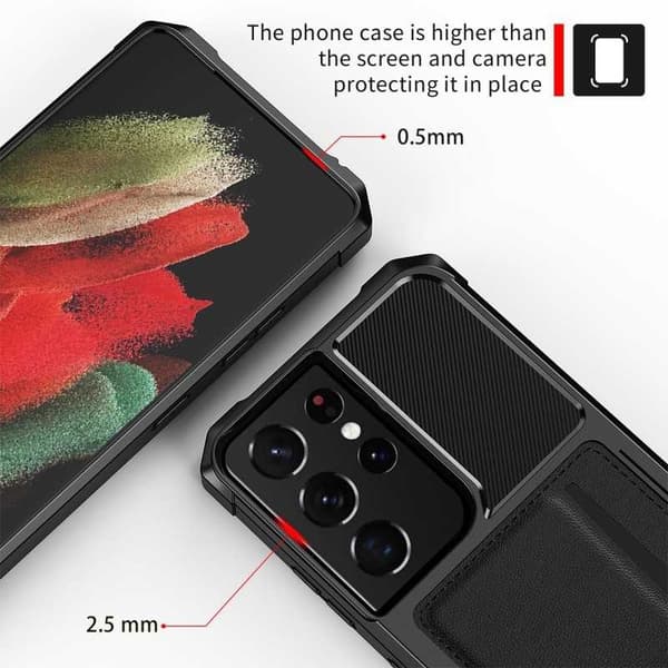 Samsung S21 Ultra stødsikkert cover med kortrum Solid V2
