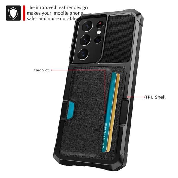 Samsung S21 Ultra stødsikkert cover med kortrum Solid V2