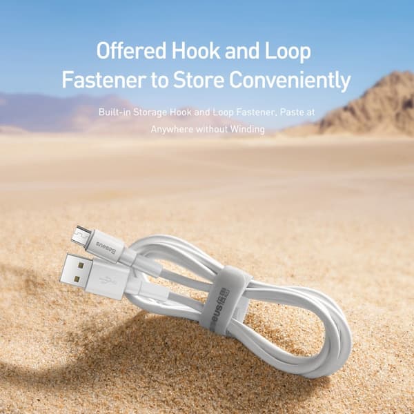 BASEUS USB till Micro-USB kabel, 1m, 2.4A - Vit