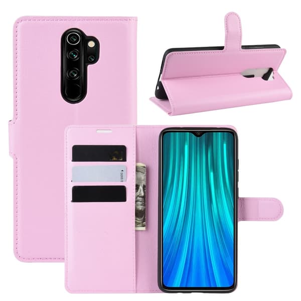 Xiaomi Redmi Note 8 Pro - Litchi Plånboksfodral - Ljus Rosa
