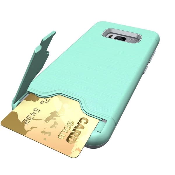 Samsung S8 Plus - Brush Skal Kortfack - Mint