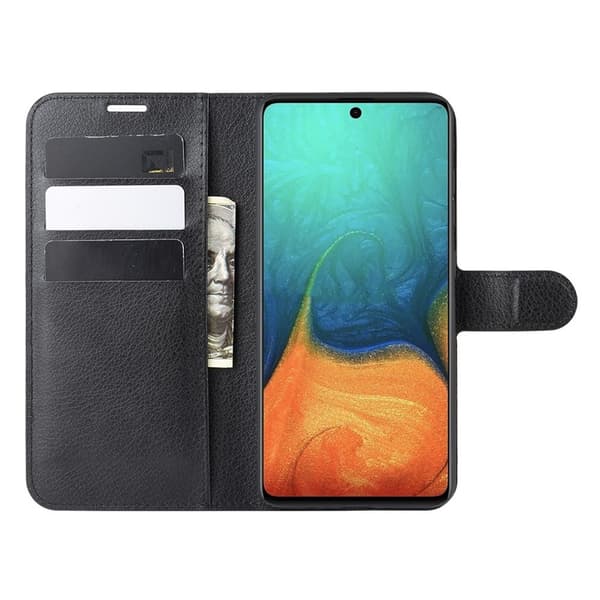 Samsung Galaxy A71 - Litchi Plånboksfodral - Svart