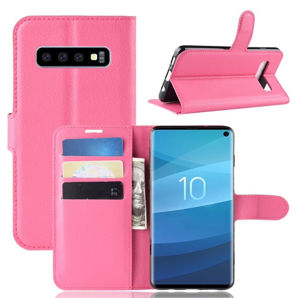 Samsung Galaxy S10 - Litchi Plånboksfodral - Rosa