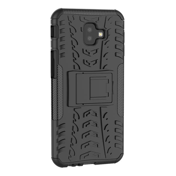 Samsung Galaxy J6 Plus - Stöttåliga skalet med stöd - Svart