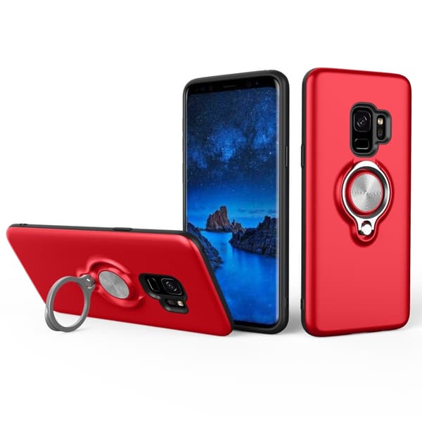 Samsung S9 - Ring Skal Funkar med magnethållare - Röd