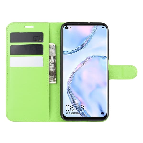 Huawei P40 Lite - Litchi Plånboksfodral - Grön