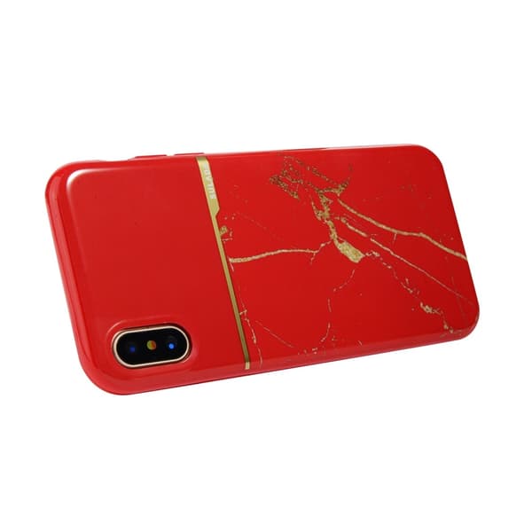 iPhone X/Xs - SULADA Marmor Skal - Röd
