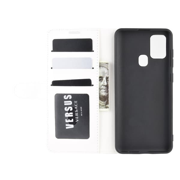 Samsung Galaxy A21s - Crazy Horse Plånboksfodral - Vit