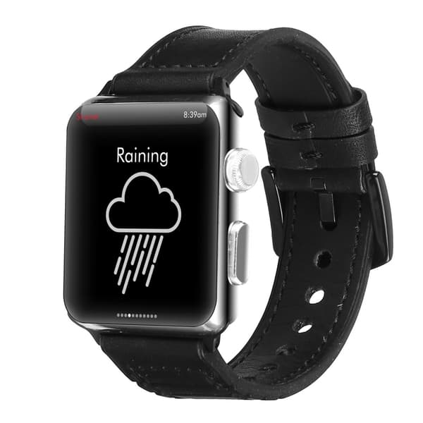 Läderarmband Apple Watch 41/40/38 mm - Svart