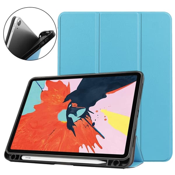 iPad Air 2025-2020 Fodral Tri-Fold Litchi Blå
