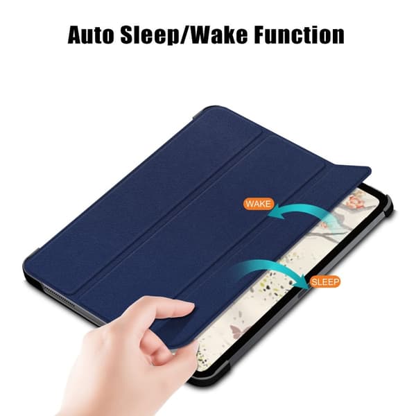 iPad Air 2025-2020 Fodral Tri-Fold Litchi Blå