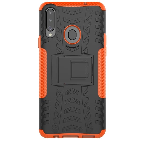 Samsung Galaxy A20s - Ultimata Stöttåliga Skalet med Stöd - Orange