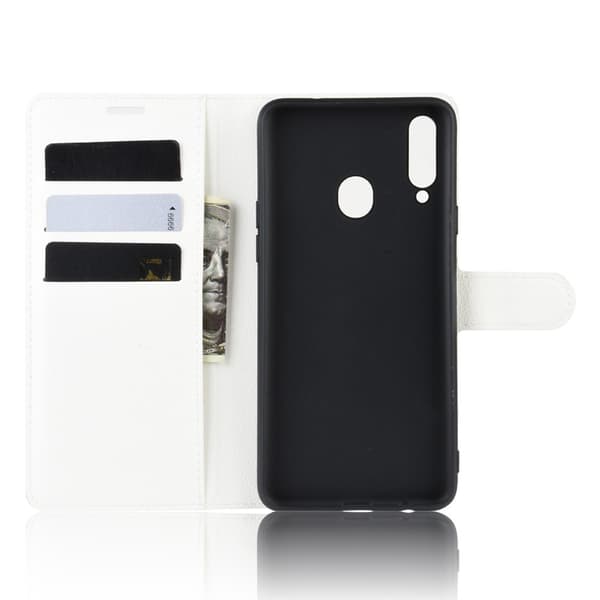 Samsung Galaxy A20s - Litchi Plånboksfodral - Vit