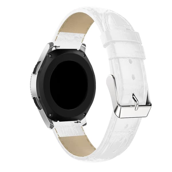 Äkta Läder Armband Krokodil Textur - Vit (22mm)