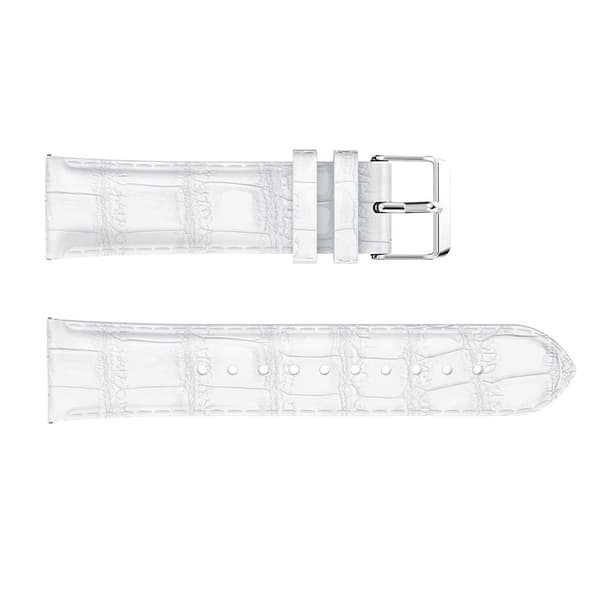 Äkta Läder Armband Krokodil Textur - Vit (22mm)
