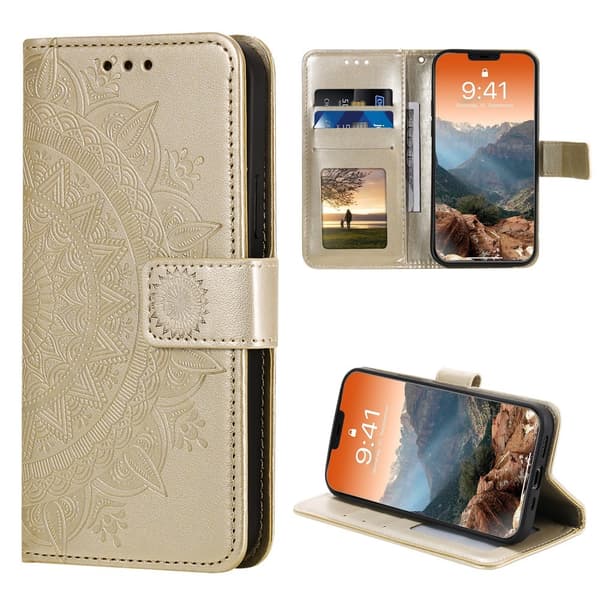 iPhone 12 / 12 Pro - Mandala Fodral - Guld