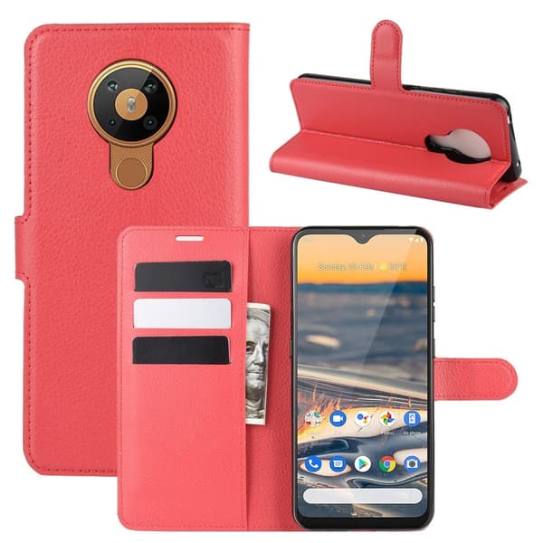 Nokia 5.3 - Litchi Plånboksfodral - Röd