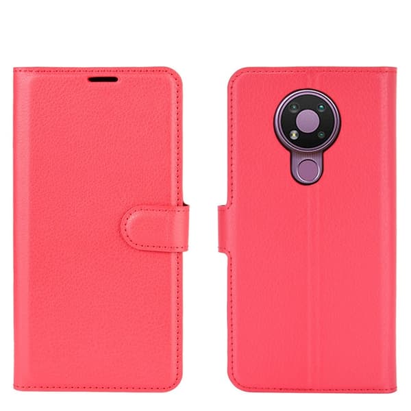 Nokia 3.4 - Litchi Läder Fodral - Röd