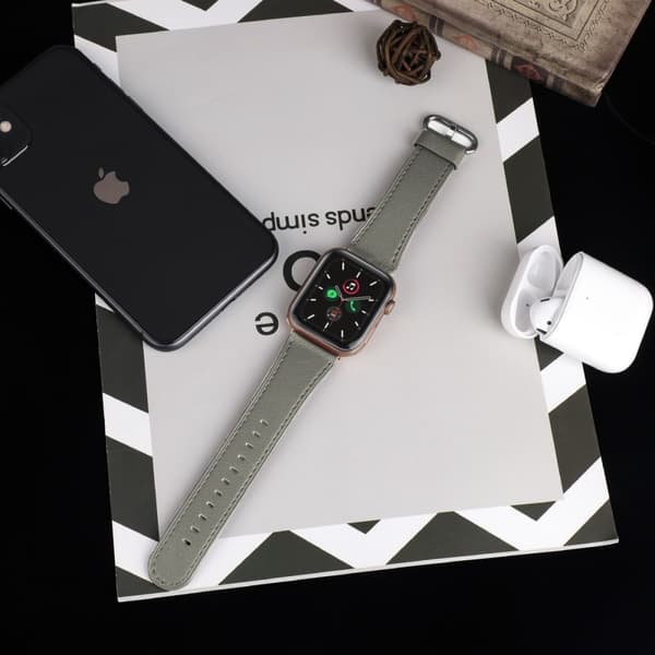 Äkta Läder Armband Apple Watch 41/40/38 mm - Grå
