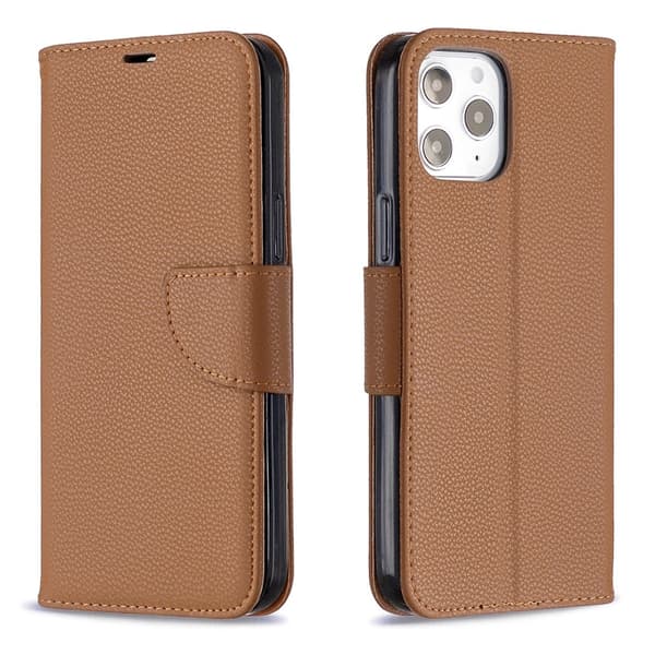 iPhone 12 Pro Max - Litchi Fodral - Brun