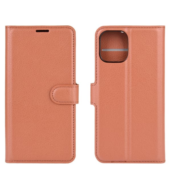 iPhone 12 Pro Max - Litchi Fodral - Brun