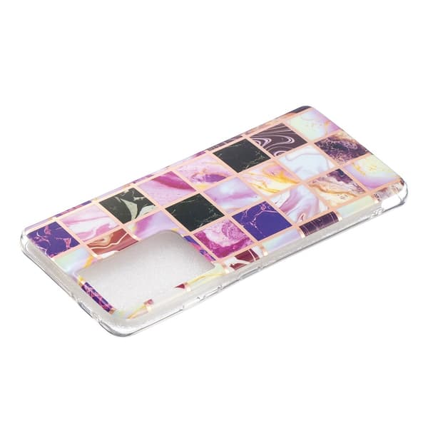 Samsung Galaxy S21 Ultra - Marmor Fyrkanter TPU Skal