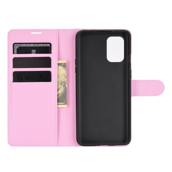 OnePlus 8T / 8T+ - Litchi Läder Fodral - Ljus Rosa