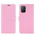 Miniatyrbild 2 av 5: OnePlus 8T / 8T+  - Litchi Läder Fodral - Ljus Rosa