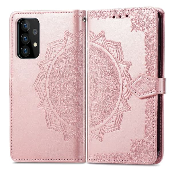Samsung Galaxy A52 / A52s - Mandala Läder Fodral - Roséguld