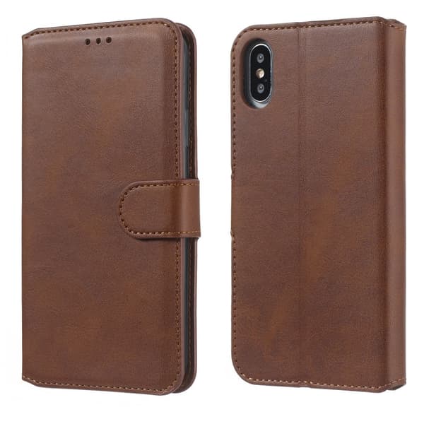 iPhone X/Xs - Solid Läder Fodral - Brun