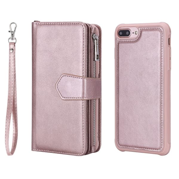 iPhone 6/6S/7/8 Plus - 2in1 Magnet Skal / Plånboksfodral - Roséguld