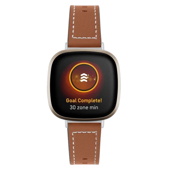 Äkta Läder Armband Versa 3/Fitbit Sense - Brun