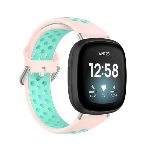 Silikon Träningsarmband Armband Versa 3/Fitbit Sense - Ljus Rosa/Teal